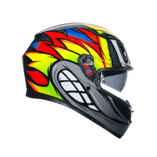 AGV K3 E2206 - BIRDY 2.0 GREY/YELLOW/RED – мото каска с иновативен и динамичен дизайн