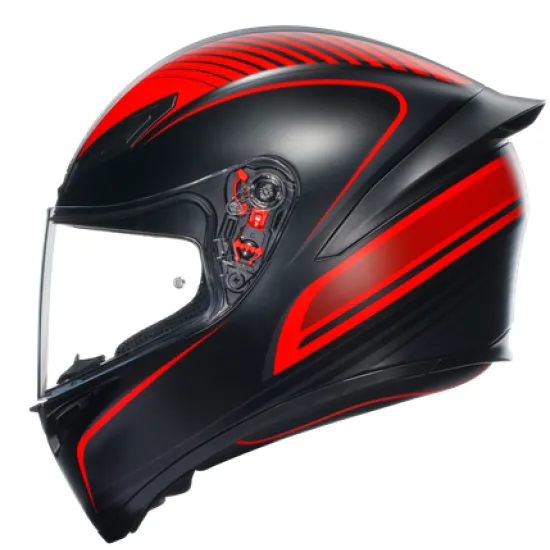 Каска AGV K1 S WARMUP MATT BLACK/RED – Спортен дизайн и функционалност