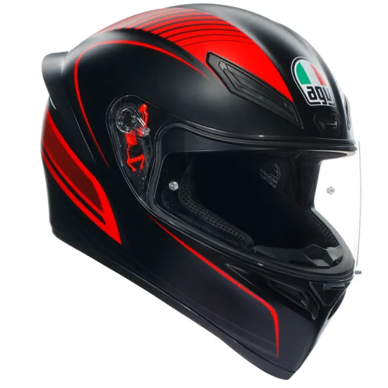 Каска AGV K1 S WARMUP MATT BLACK/RED – Спортен дизайн и функционалност