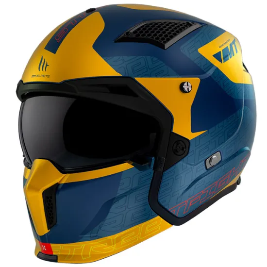 КАСКА MT STREETFIGHTER S TOTEM C3 MATT 2 YELLOW с подвижен предпазител и UV защита