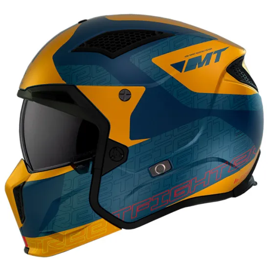 КАСКА MT STREETFIGHTER S TOTEM C3 MATT 2 YELLOW с подвижен предпазител и UV защита