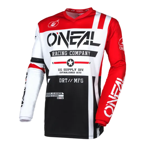 Мотокрос блуза O`NEAL ELEMENT WARHAWK BLACK/WHITE/RED - Мотокрос джърси от марка ONeal