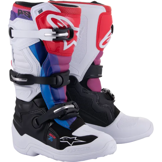 Детски мотокрос ботуши ALPINESTARS TECH 7S W/B/RAINBOW - Детски мото ботуши Детски мотокрос ботуши ALPINESTARS TECH 7S W/B/RAINBOW - Детски мото ботуши от марка Alpinestars
