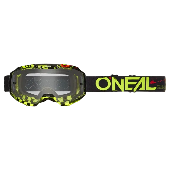 Мотокрос очила ONEAL B-10 ATTACK BLACK/NEON YELLOW - CLEAR V.24 - Мотокрос очила от марка ONeal