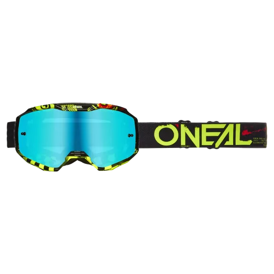 Мотокрос очила ONEAL B-10 ATTACK BLACK/NEON YELLOW - RADIUM BLUE V.24 - Мотокрос очила от марка ONeal