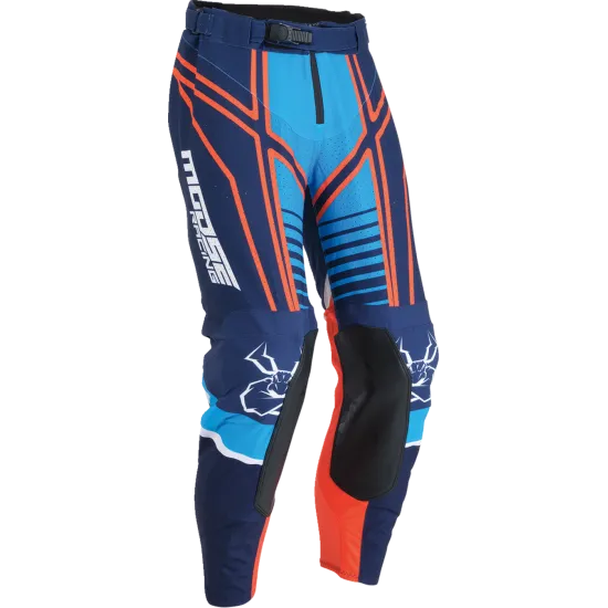 Мотокрос брич MOOSE RACING AGROID BLUE/ORANGE, плътно прилягане, лазерно изрязани отвори, автоматичен цип YKK