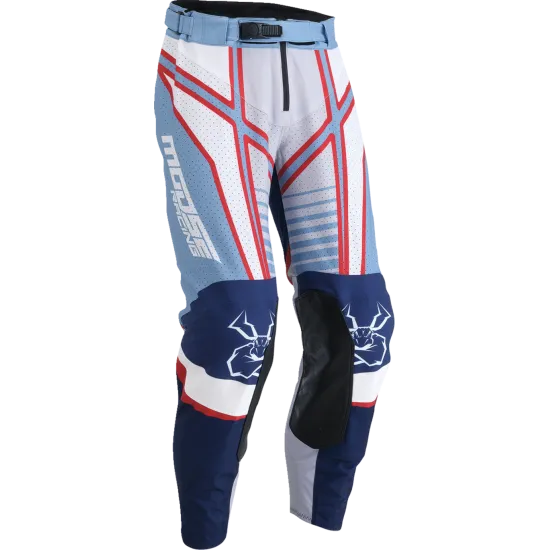 Мотокрос брич MOOSE RACING AGROID GRAY/BLUE/RED, плътно прилягане, лазерно изрязани отвори, автоматичен цип YKK