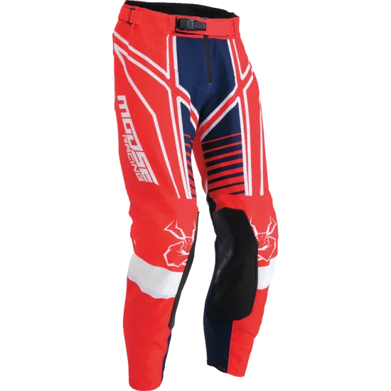 Мотокрос брич MOOSE RACING AGROID RED/WHITE/BLUE, плътно прилягане, вентилационни отвори, автоматично заключващ се цип