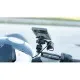 Черно USB зарядно OPTILINE Trek 2 с два порта, монтирано с метална скоба на кормило, с черен кабел и защитен капак