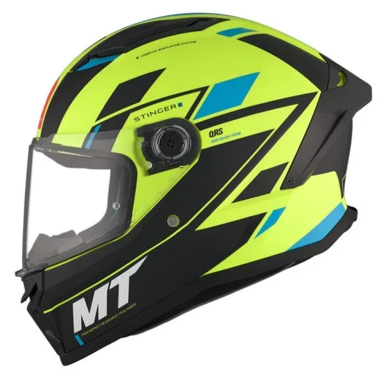 Каска MT STINGER 2 ZIVZE C3 MATT FLUO YELLOW с висока устойчивост и флуоресцентен жълт дизайн