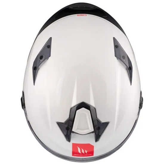 Каска MT TARGO S SOLID A0 GLOSS PEARL WHITE с антискрач визьор и хипоалергенна вътрешност