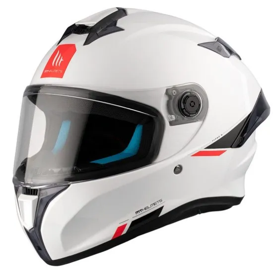Каска MT TARGO S SOLID A0 GLOSS PEARL WHITE с антискрач визьор и хипоалергенна вътрешност