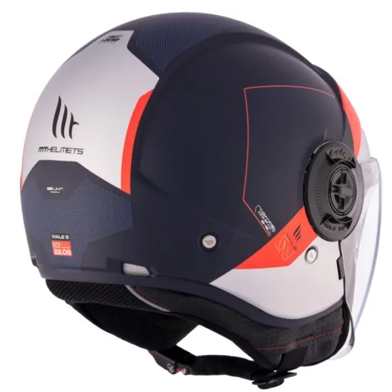 КАСКА ЗА СКУТЕР MT VIALE S SV 68 UNIT D7 MATT BLUE/WHITE/RED - Каски за скутер от марка MT