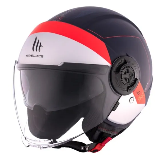 КАСКА ЗА СКУТЕР MT VIALE S SV 68 UNIT D7 MATT BLUE/WHITE/RED - Каски за скутер от марка MT
