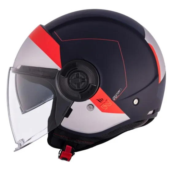 КАСКА ЗА СКУТЕР MT VIALE S SV 68 UNIT D7 MATT BLUE/WHITE/RED - Каски за скутер от марка MT