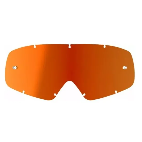 Оранжево-червена огледална плака за детски мотокрос очила Alpinestars Vision с характерния извит дизайн и отвори за закрепване