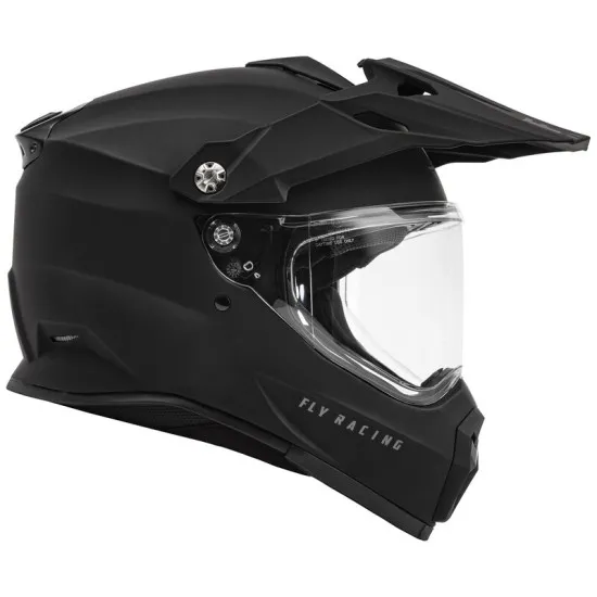 Ендуро каска FLY RACING Trekker Solid-Matte Black 2025 – Матово черна каска с визьор и слънчеви очила