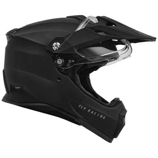 Ендуро каска FLY RACING Trekker Solid-Matte Black 2025 – Матово черна каска с визьор и слънчеви очила