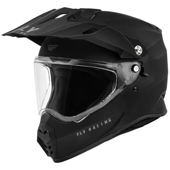 Ендуро каска FLY RACING Trekker Solid-Matte Black 2025 – Матово черна каска с визьор и слънчеви очила