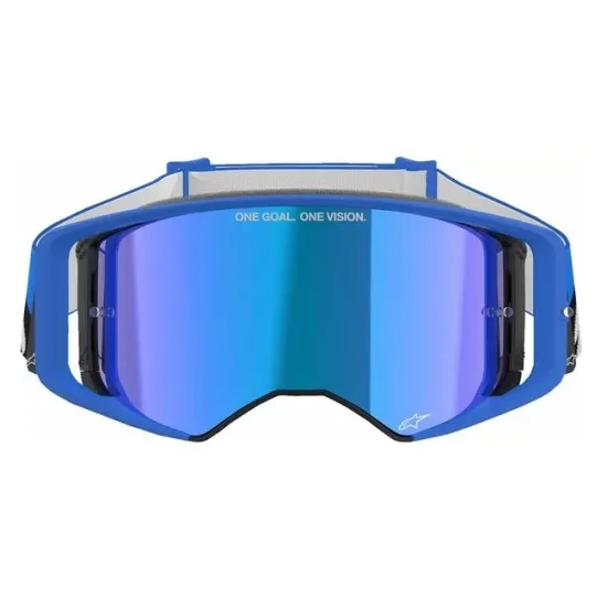 Мотокрос очила Alpinestars Supertech Stream Blue Mirror – антифог очила с огледална синя плака и UV защита