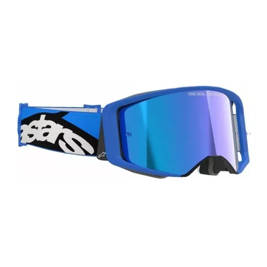 Мотокрос очила Alpinestars Supertech Stream Blue Mirror – антифог очила с огледална синя плака и UV защита