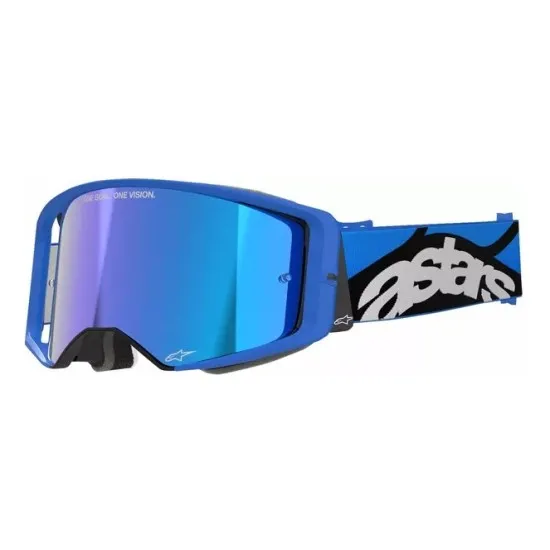 Мотокрос очила Alpinestars Supertech Stream Blue Mirror – антифог очила с огледална синя плака и UV защита