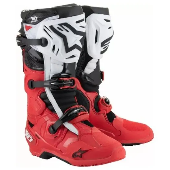 ALPINESTARS TECH 10 ENDURO BRIGHT RED/BLACK/WHITE – професионални мотокрос ботуши