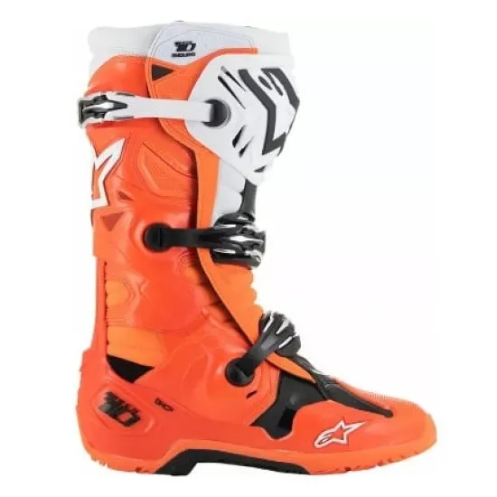 ALPINESTARS TECH 10 ENDURO ORANGE FLUO/BLACK/WHITE – стилни мотокрос ботуши с иновативна защита