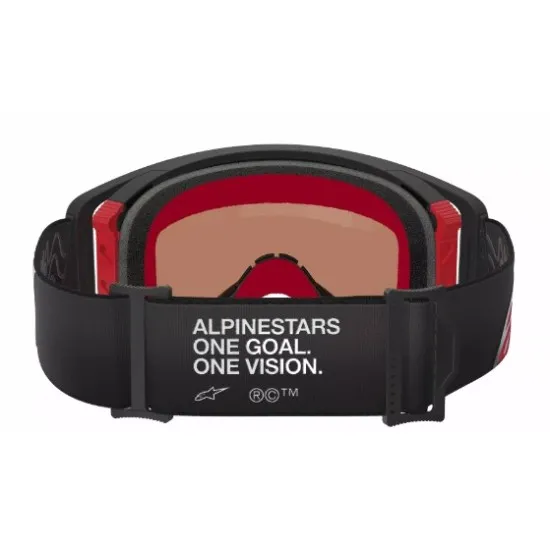 Мотокрос очила Alpinestars Supertech Corp Black/Red Mirror-Silver – антифог очила с огледална плака и Super-Lock система