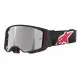 Мотокрос очила Alpinestars Supertech Corp Black/Red Mirror-Silver – антифог очила с огледална плака и Super-Lock система