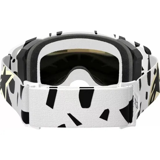 Мотокрос очила Alpinestars Supertech Corp White/Gold Mirror-Gold – антифог очила с огледална златна плака и UV защита