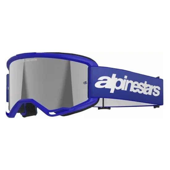 Мотокрос очила ALPINESTARS VISION 3 WORDMARK BL MIRROR-SIL – Широко зрително поле и защита от замъгляване