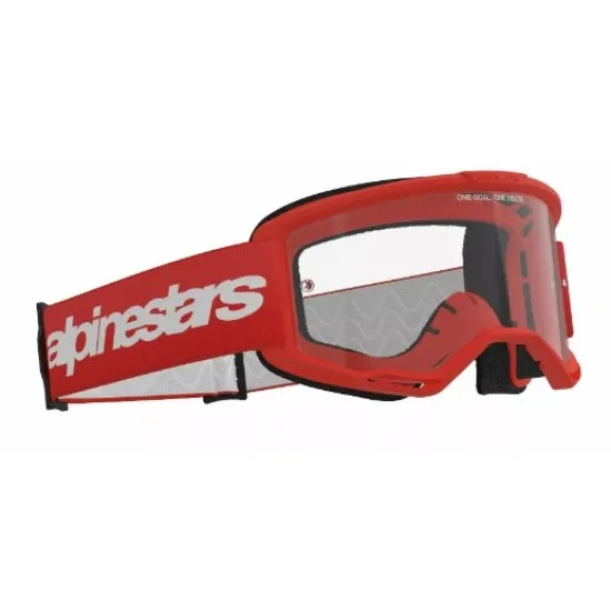 Мотокрос очила ALPINESTARS VISION 3 WORDMARK RED CLEAR – Комфорт и защита с антизамъгляваща плака