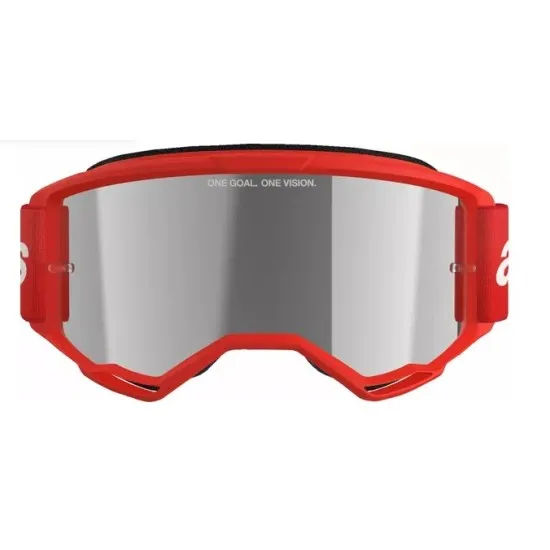 ALPINESTARS VISION 3 WORDMARK – Очилата с 100% UVA защита и комфортна лицева пяна Мотокрос очила ALPINESTARS VISION 3 WORDMARK RED MIRROR-SIL – Широко зрително поле и защита от замъгляване