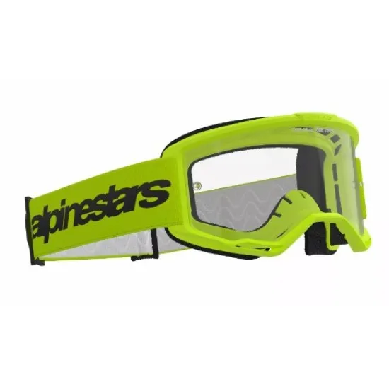 Мотокрос очила ALPINESTARS VISION 3 WORDMARK YLW CLEAR – Широко зрително поле и защита от замъгляване