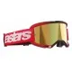 Мотокрос очила Alpinestars Vision 5 Blaze Red Mirror-Gold – антифог очила с огледална златна плака и UVA защита