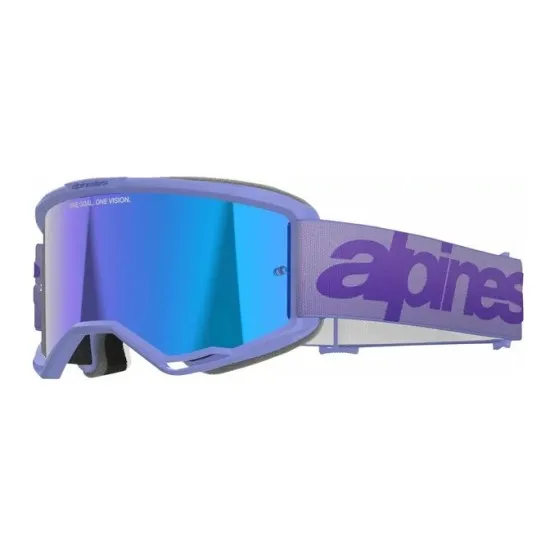 Мотокрос очила ALPINESTARS VISION 5 WORDMARK PRPL MIRROR-BL – Широко зрително поле и защита от замъгляване