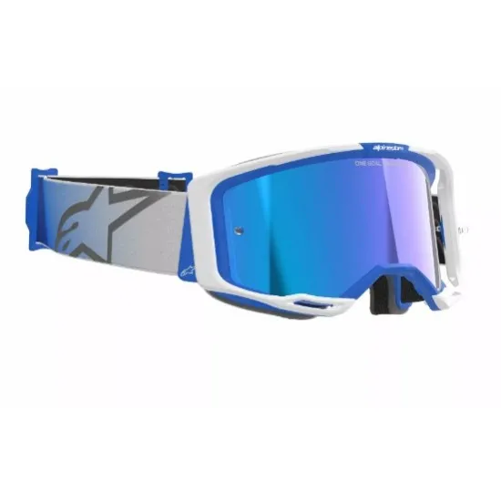 Мотокрос очила ALPINESTARS VISION 8 CORP BL/WT MIRROR-BLUE – Широко зрително поле и защита от замъгляване