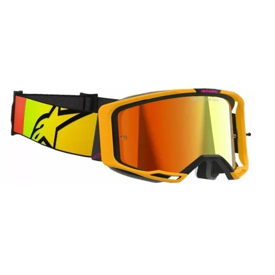 Мотокрос очила ALPINESTARS VISION 8 CORP YLW/PINK MIRROR-RED – Широко зрително поле и защита от замъгляване