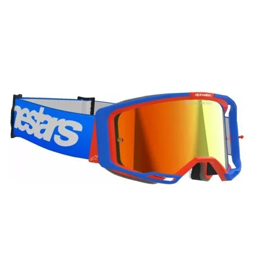 Мотокрос очила Alpinestars Vision 8 Wordmark BL/ORG Mirror-Red – антифог очила с UV защита