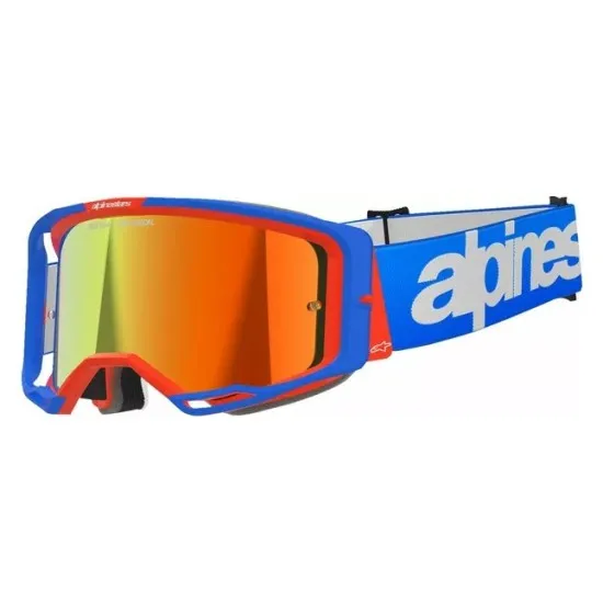 Мотокрос очила Alpinestars Vision 8 Wordmark BL/ORG Mirror-Red – антифог очила с UV защита