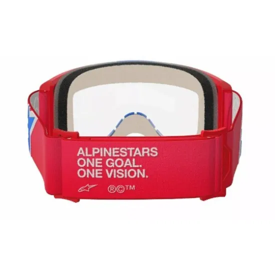 Мотокрос очила Alpinestars Vision 5 Corp Red/White/Blue Clear – с антипотна плака и RAM-AIR система