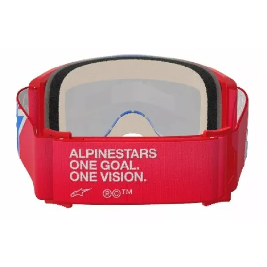 Мотокрос очила Alpinestars Vision 5 Corp Red/White/Blue Mirror-Blue – с огледална синя плака и RAM-AIR система