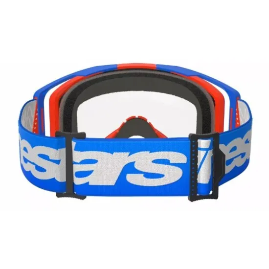 Мотокрос очила Alpinestars Vision 8 Wordmark Blue/Orange Clear – с RAM-AIR система и 3D многослойна пяна