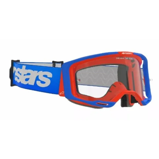 Мотокрос очила Alpinestars Vision 8 Wordmark Blue/Orange Clear – с RAM-AIR система и 3D многослойна пяна