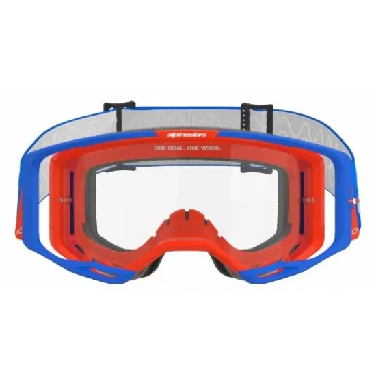 Мотокрос очила Alpinestars Vision 8 Wordmark Blue/Orange Clear – с RAM-AIR система и 3D многослойна пяна