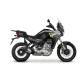 Сребристо-сив Moto Guzzi Stelvio 1000 2024 с монтирани черни SHAD куфари - горен и два странични, показващ пълната 3P система