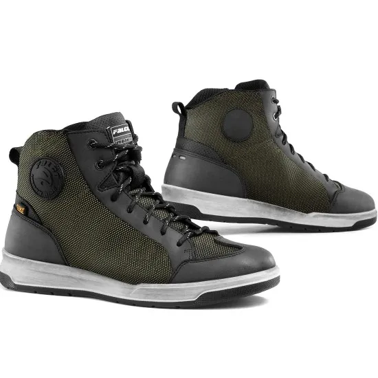 Мото боти FALCO PYRO 2 ARMY GREEN – водоустойчиви, с естествена кожа и D3O защита