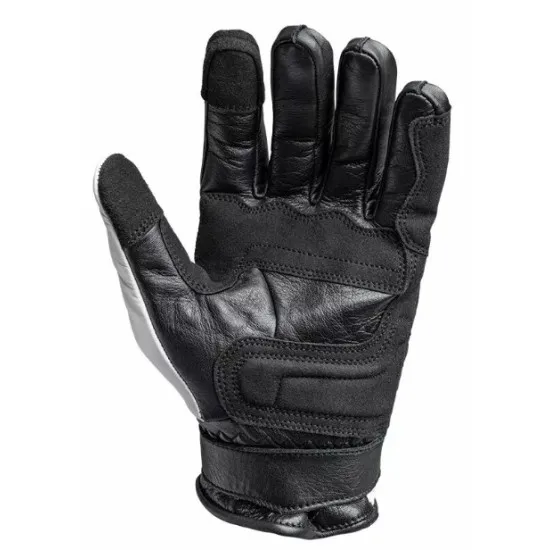 Кожени ръкавици John Doe Tracker Race Leather White/Black – мото ръкавици от естествена кожа с протектори