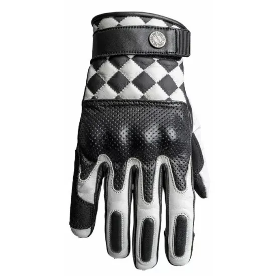 Кожени ръкавици John Doe Tracker Race Leather White/Black – мото ръкавици от естествена кожа с протектори